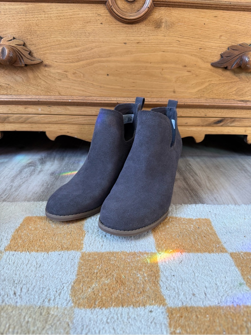 Toms Gray Suede Pull-On Ankle Booties